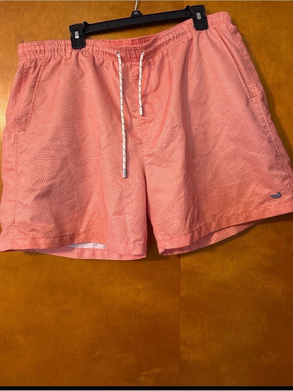 Southern Marsh Coral Pink Geometric Men's Swim Trunks